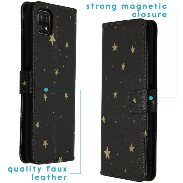 imoshion Design Softcase Bookcase Galaxy A22 (5G) - Stars Gold