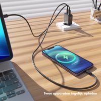 imoshion Powerbank 27.000 mAh + Accezz Ultra Slim GaN Oplader + Accezz USB-C naar USB-C kabel - 1 meter - Zwart