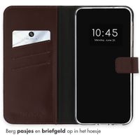 Selencia Echt Leren Bookcase Samsung Galaxy A37 (5G) - Donkerbruin