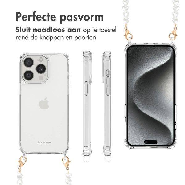 imoshion Backcover met koord + armband Apple iPhone 15 Pro Max - Parels Hartjes