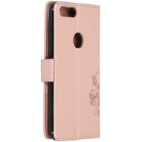 Klavertje Bloemen Bookcase Alcatel 1S (2019) - Rosé Goud